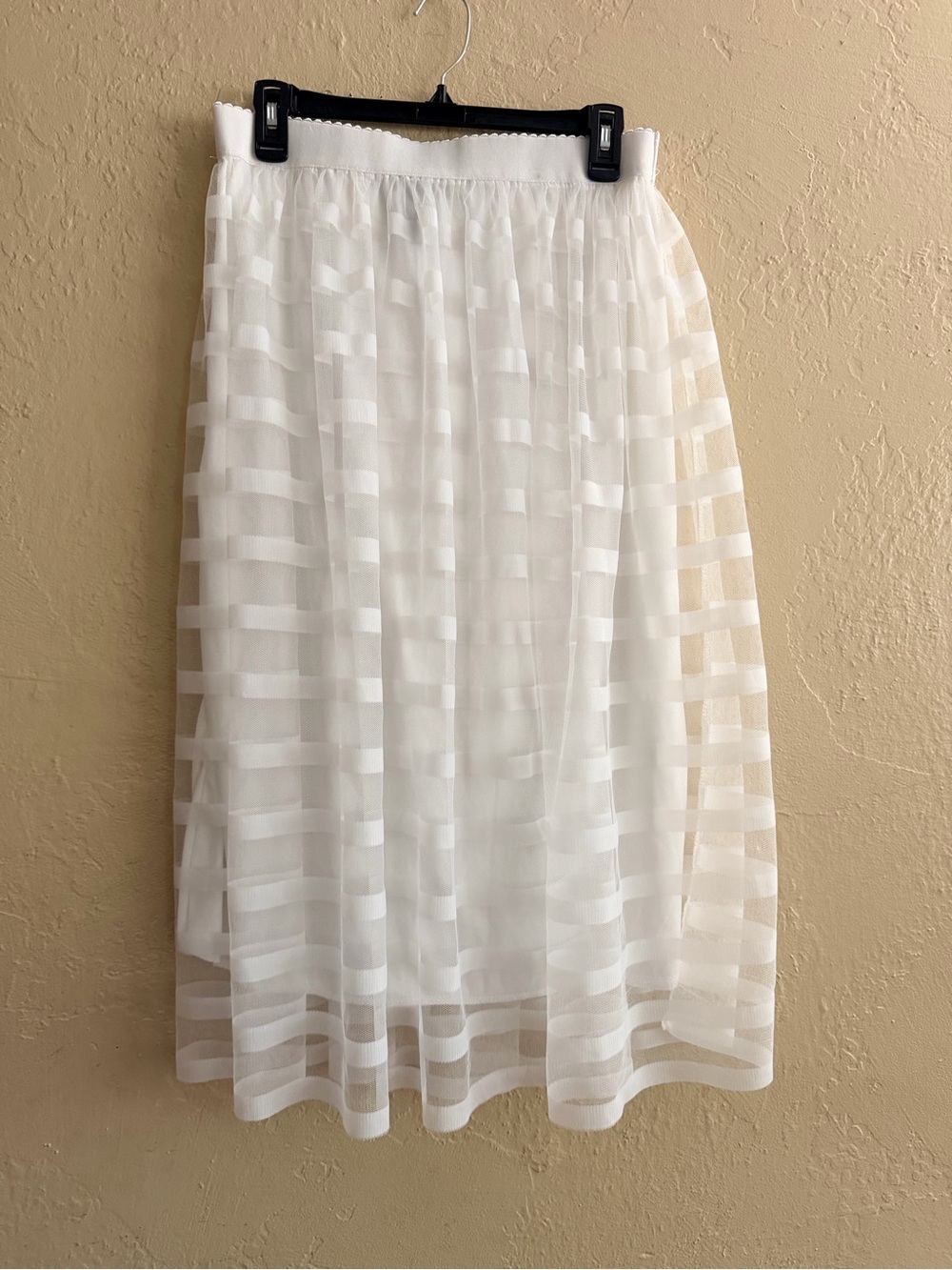 Metro Wear White Sheer Striped Maxi Skirt